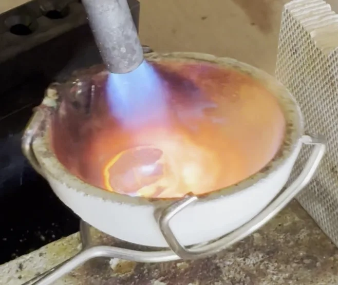 Silver melting with fire